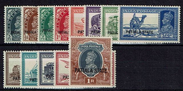 Image of Indian Convention States ~ Patiala SG 80/92 LMM British Commonwealth Stamp